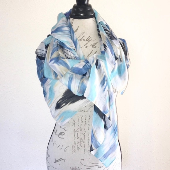 RIKKA | 💙🖤 Southwest Abstract Print Sheer Lightweight Shawl Wrap ✨NWT!✨ - Picture 6 of 11